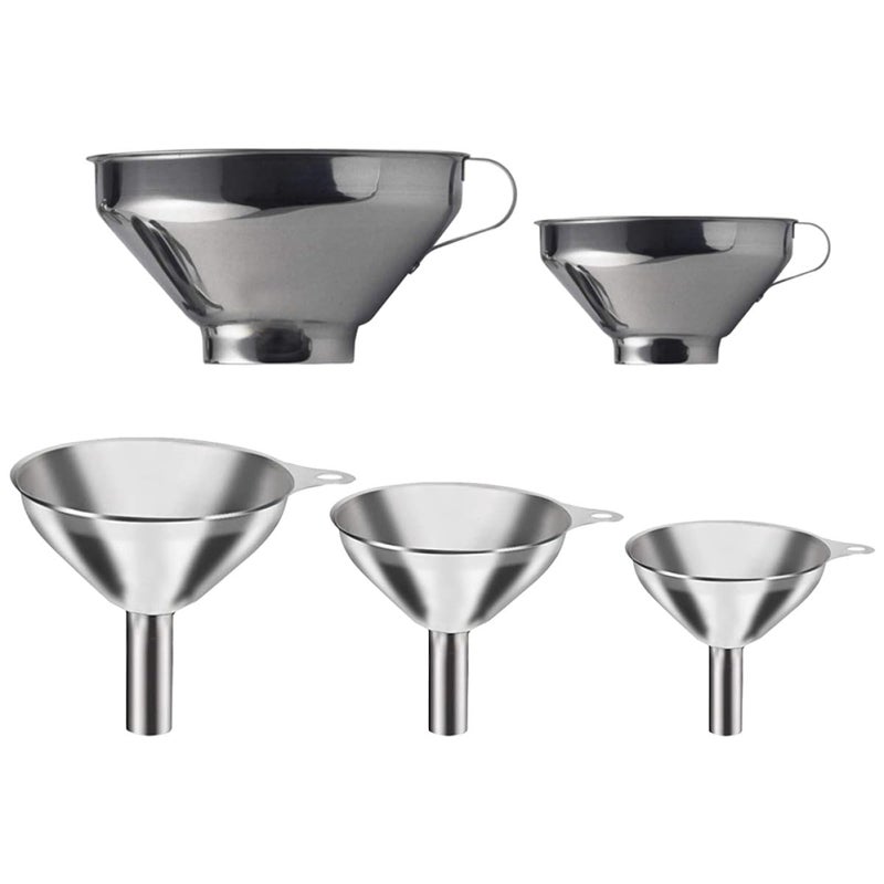 Stainless Steel Mini Funnels 5Pcs Wide Mouth for Kitchen Jam Oil Liquid Dispensing - Image 1